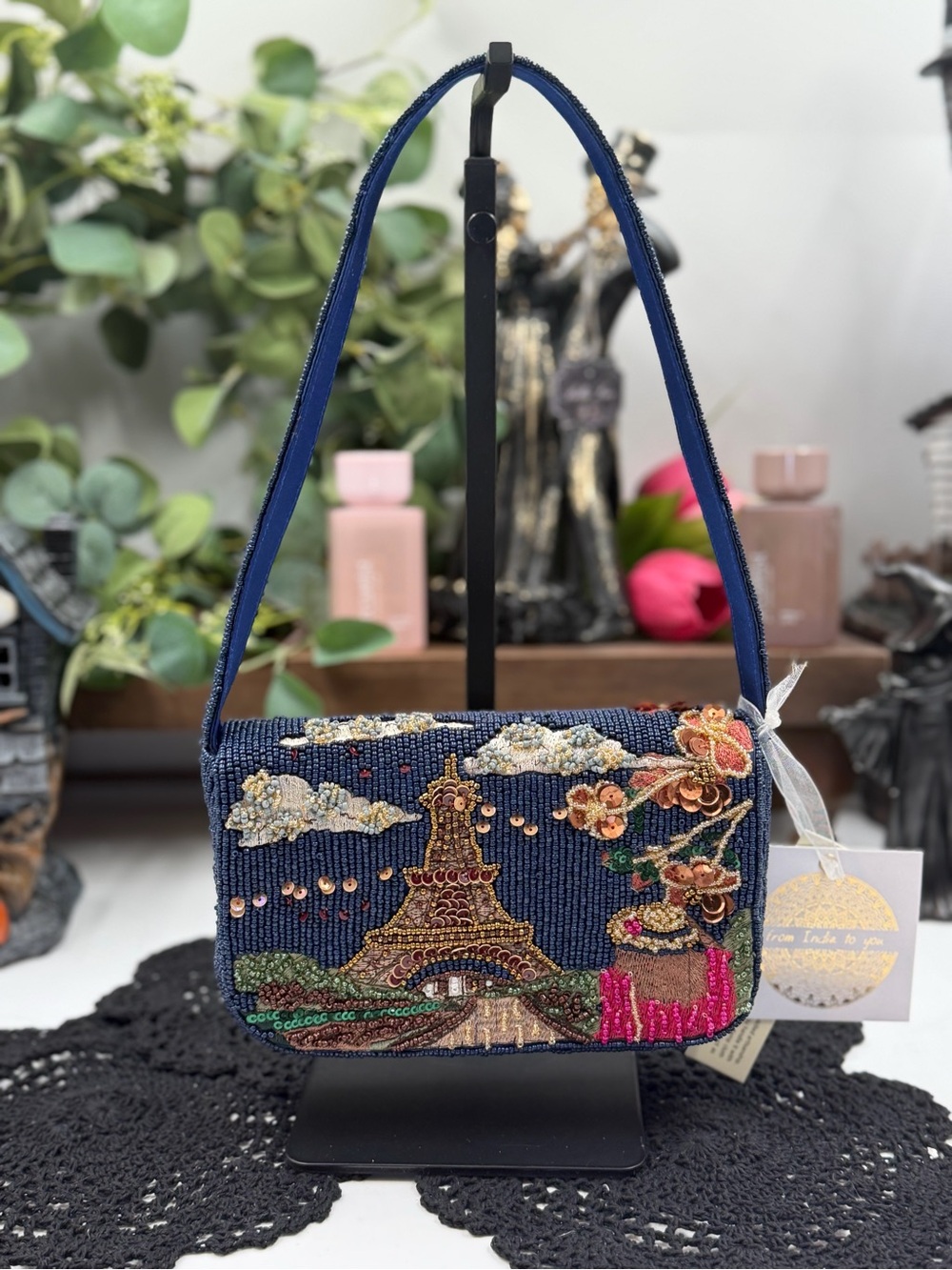 Beaded Paris Eiffel Tower Shoulder Bag Viral NWT India